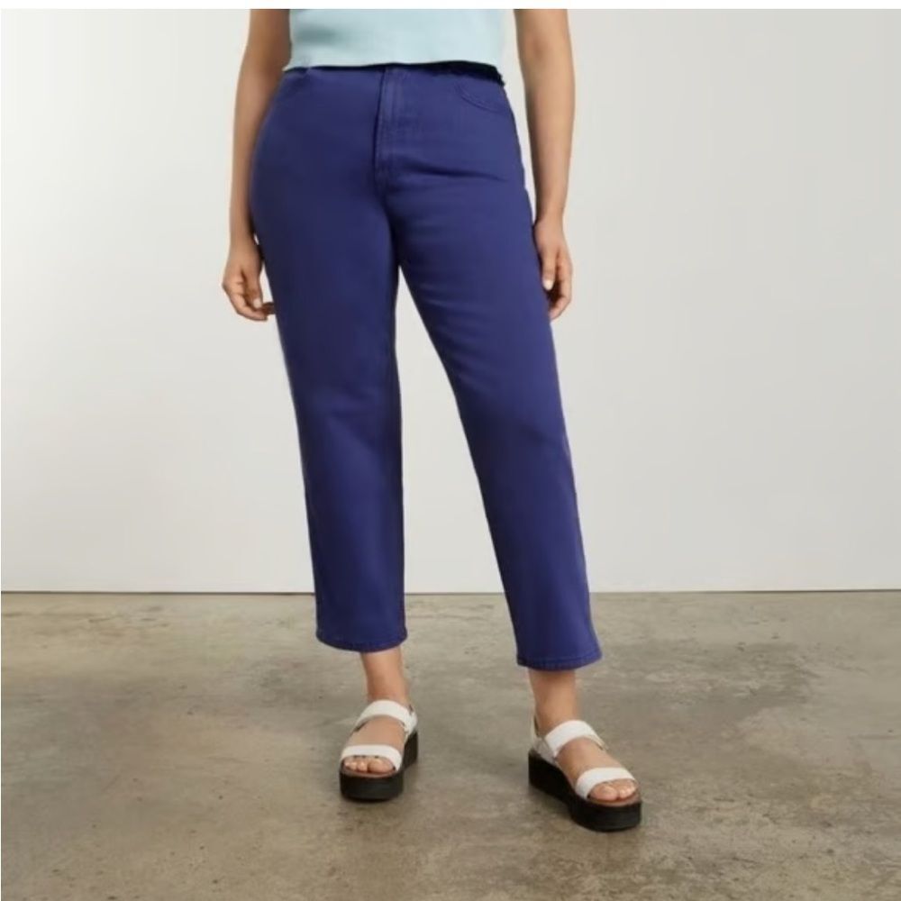 Everlane Way High Straight Leg Ankle Jeans NWT Size 24T Lapis Blue